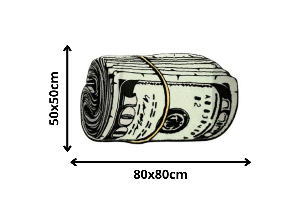 Alfombra 3D Rollo de Dinero – Inspiración Money 50x80cm - RecetaSneakers