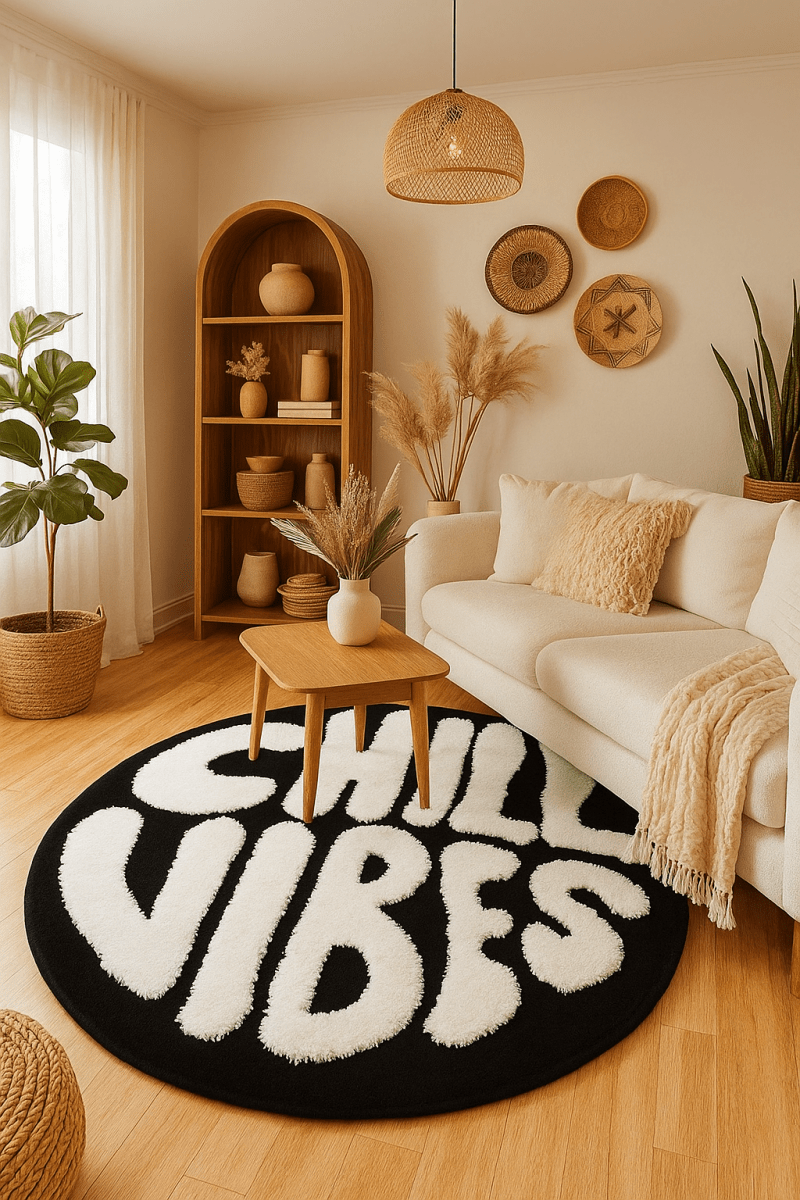 Alfombra Chill Vibes – Inspiración Elegancia y Suavidad 60x60cm - RecetaSneakers