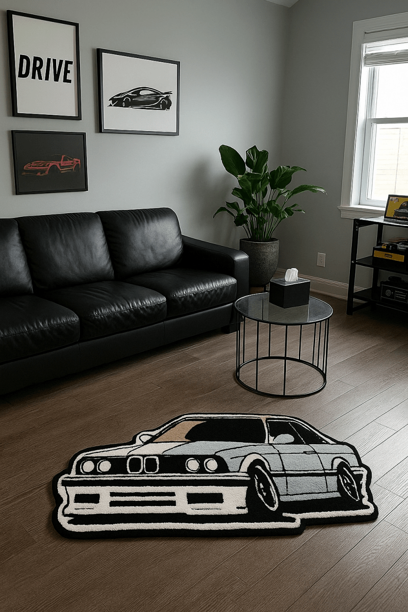 Alfombra Coche Vintage Black & Gray– Inspiración Estilo Retro 40×100cm - RecetaSneakers