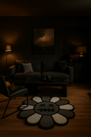 Alfombra Floral Negro y Gris – Inspiración Elegancia y Estilo Moderno 50x50cm - RecetaSneakers