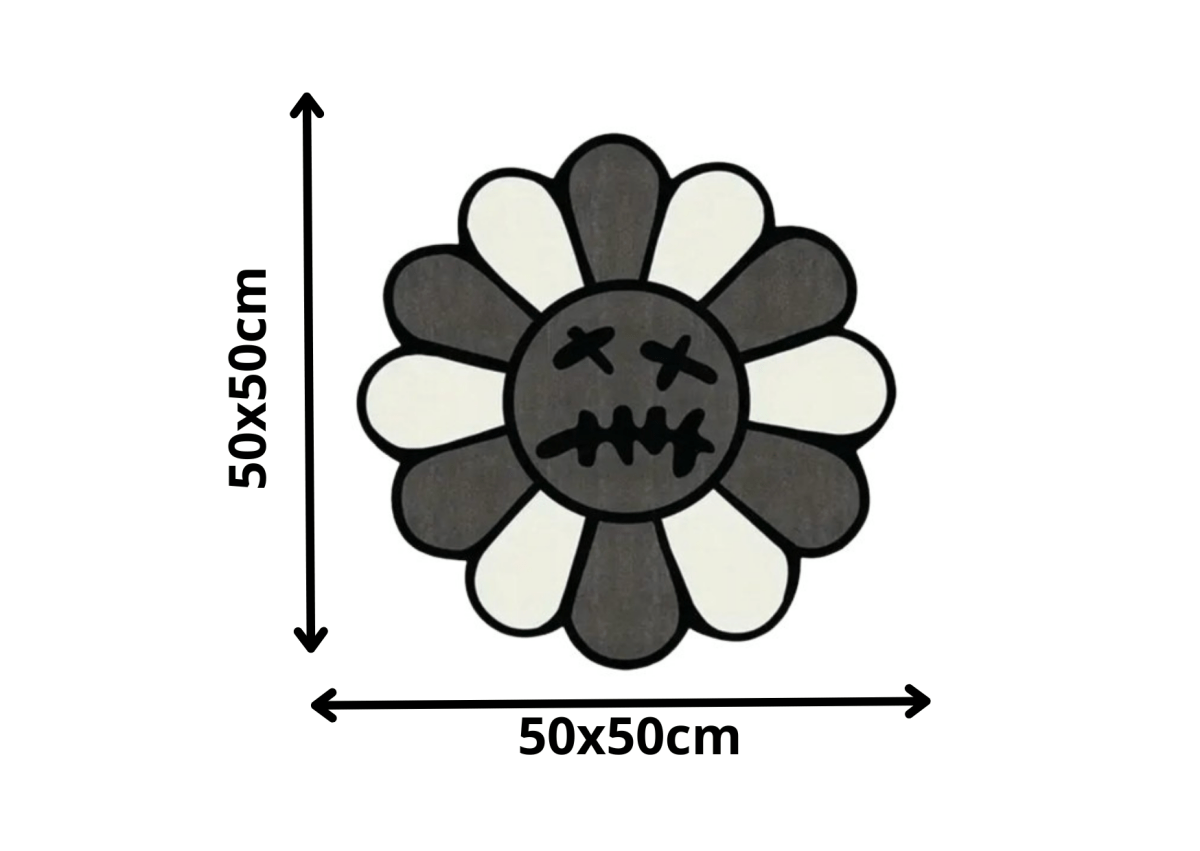 Alfombra Floral Negro y Gris – Inspiración Elegancia y Estilo Moderno 50x50cm - RecetaSneakers