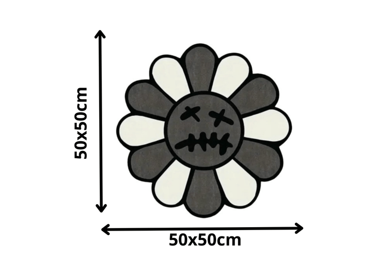 Alfombra Floral Negro y Gris – Inspiración Elegancia y Estilo Moderno 50x50cm - RecetaSneakers