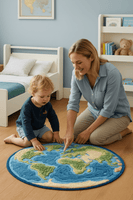 Alfombra Planeta Tierra – Inspiración Mapa del Mundo 60×60cm - RecetaSneakers