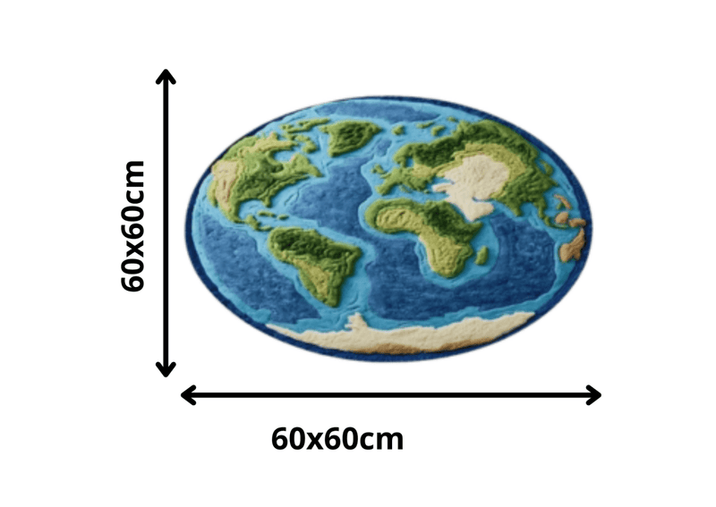 Alfombra Planeta Tierra – Inspiración Mapa del Mundo 60×60cm - RecetaSneakers