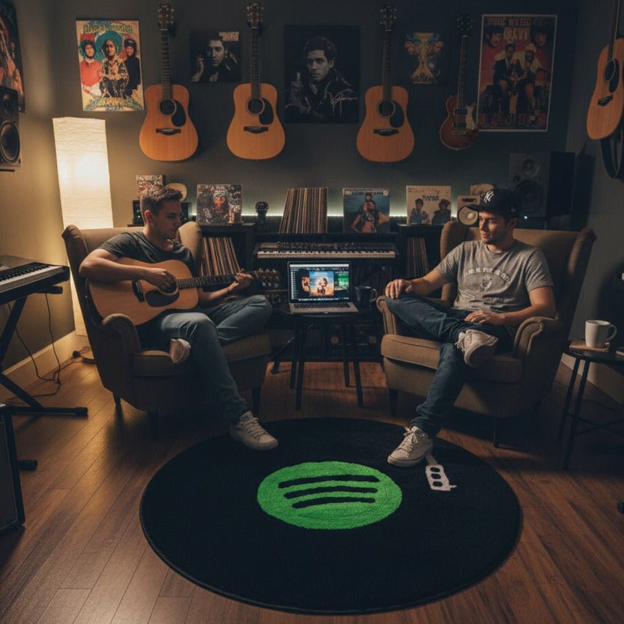 Alfombra Spotify – Inspiración Vinyl Vibes Retro Verde 80x80cm - RecetaSneakers