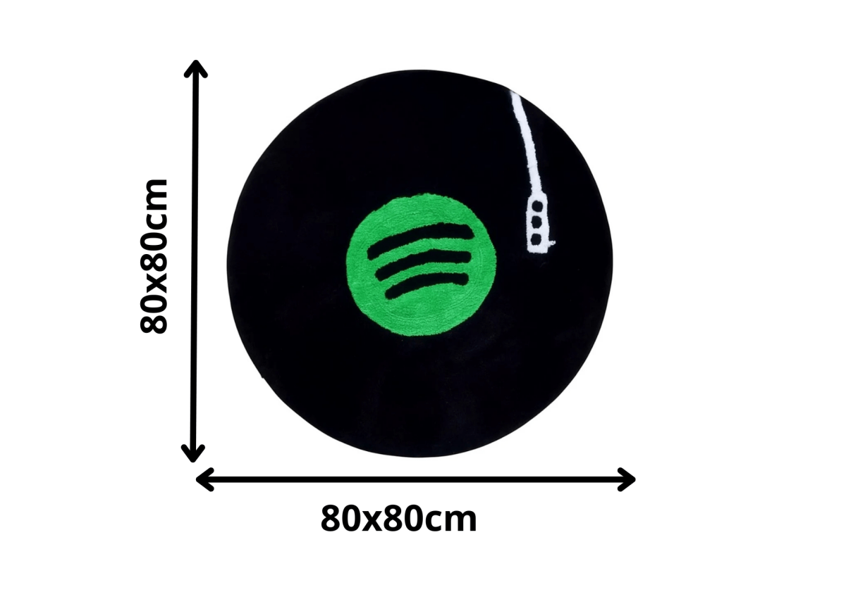 Alfombra Spotify – Inspiración Vinyl Vibes Retro Verde 80x80cm - RecetaSneakers