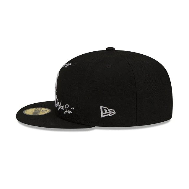 Chicago White Sox Cursive 59FIFTY Fitted Hat in Black and White - RecetaSneakers