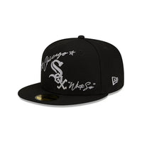 Chicago White Sox Cursive 59FIFTY Fitted Hat in Black and White - RecetaSneakers